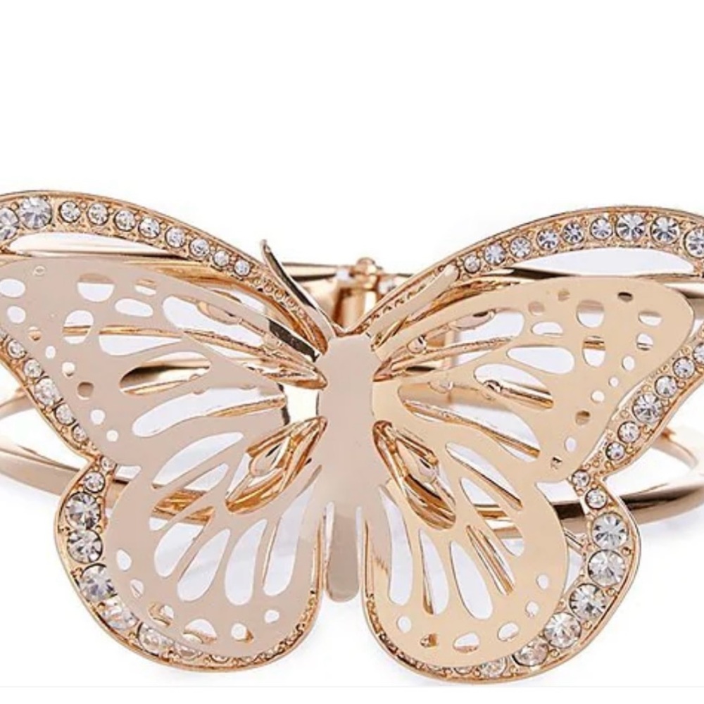 Crystal pave butterfly etching hinge butterfly bracelett